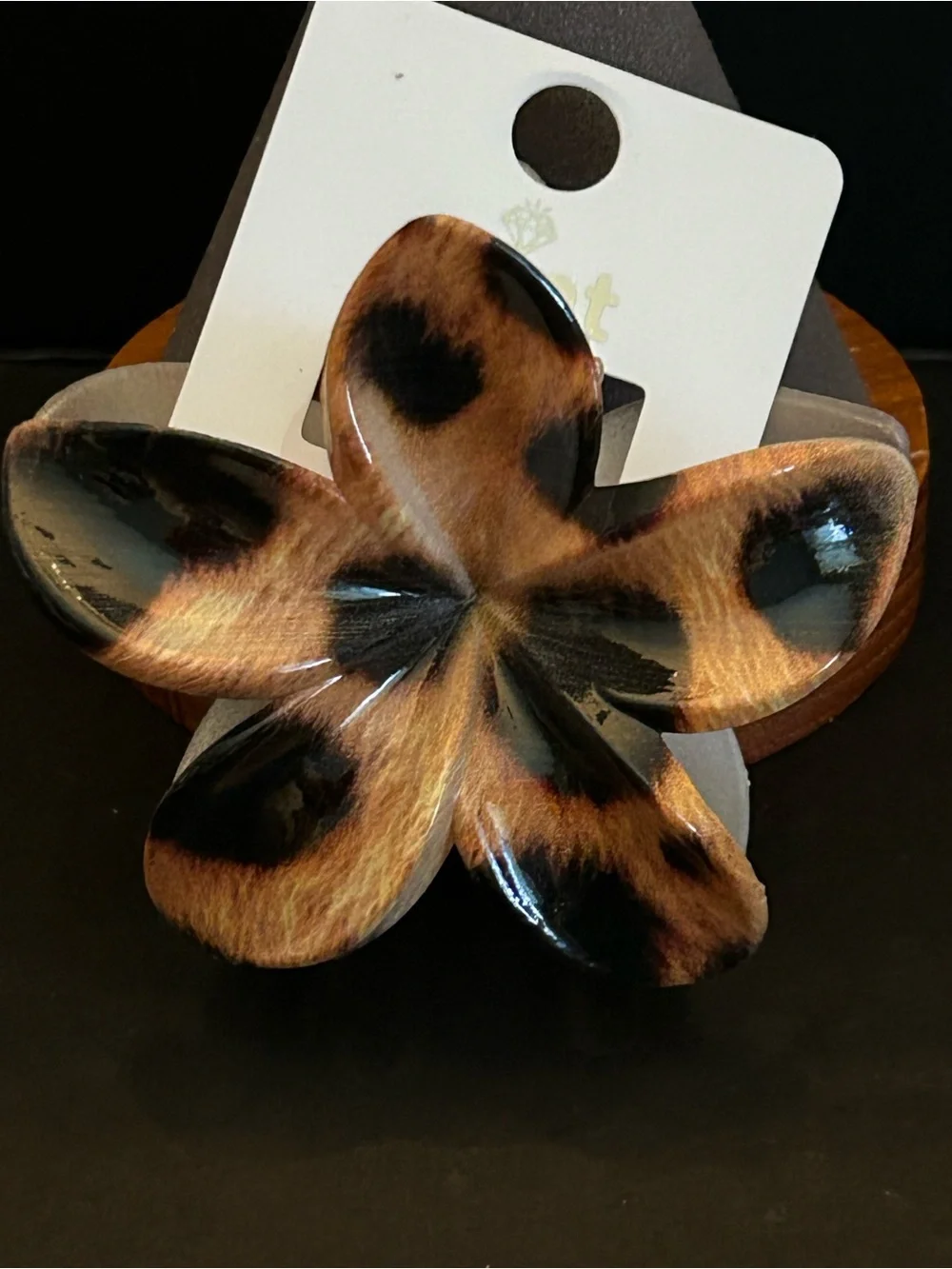 Mint Animal-Print Flower Hair Claw Clip Set of Six 6 - Black, Brown, Tan & Cream